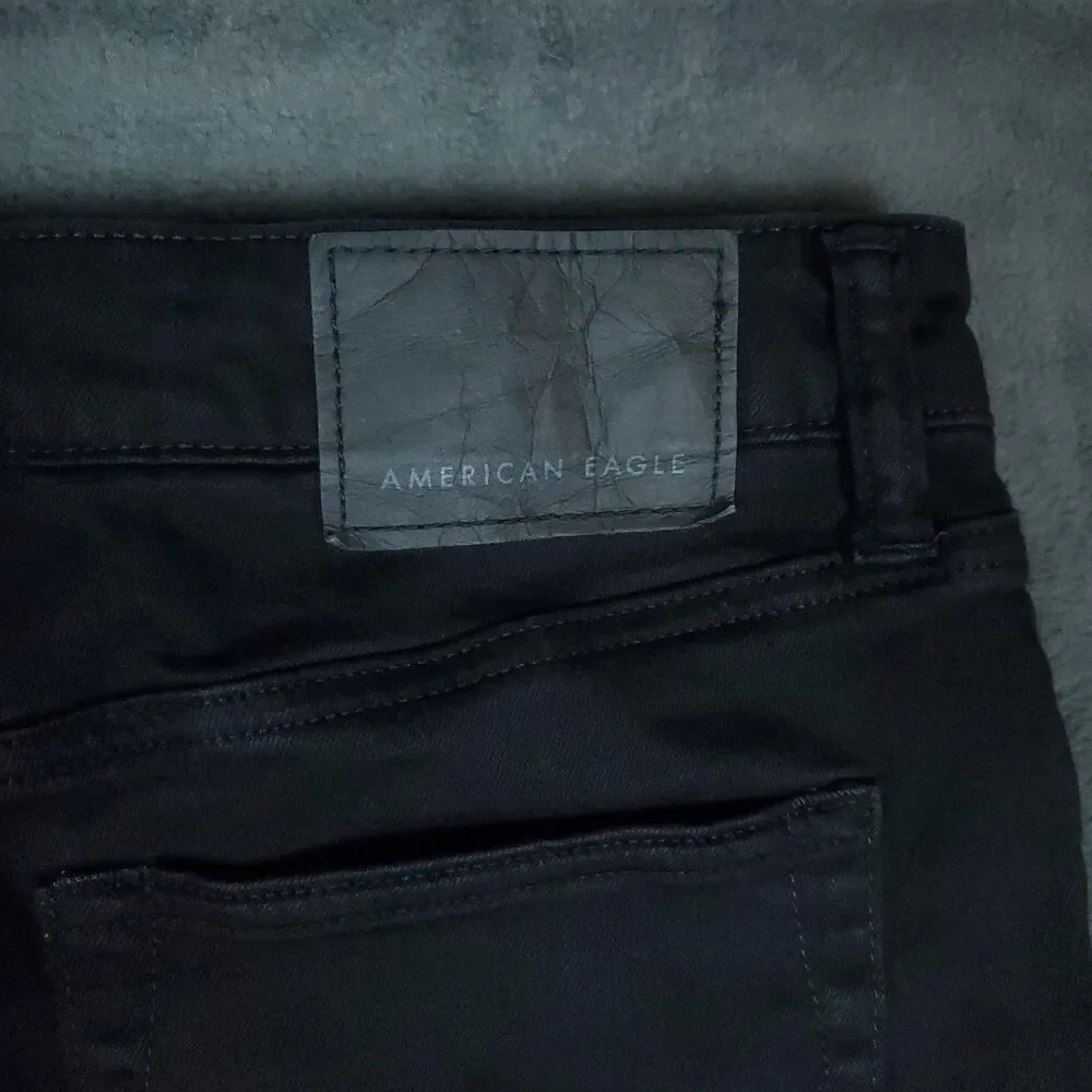 American Eagle Jeans Mens 32x34 Black Airflex+ Distressed Stretch Skinny Pants